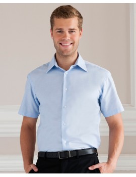 Russell Collection Men's Short Sleeve Easy Care Tailored Oxford Shirt Workwear